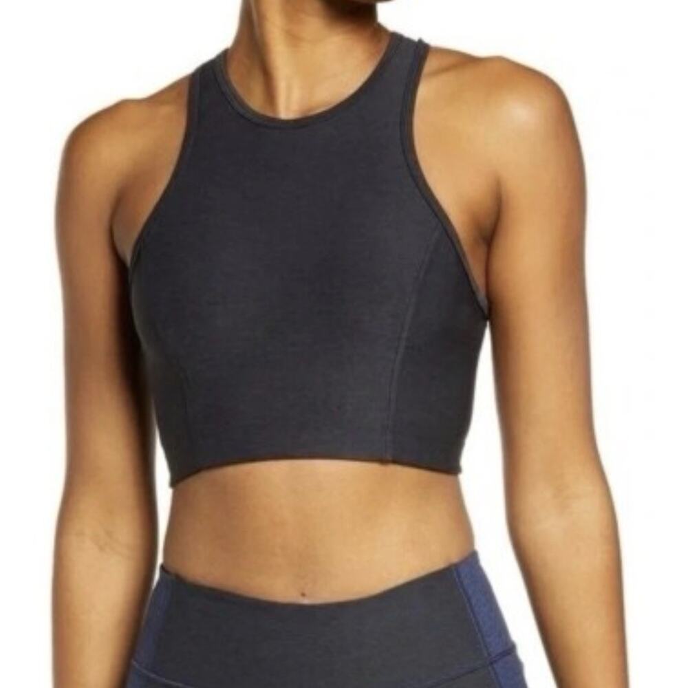 Outdoor Voices Y2K preppy babydoll Racerback Sports Bra Crop Top Black S A006423